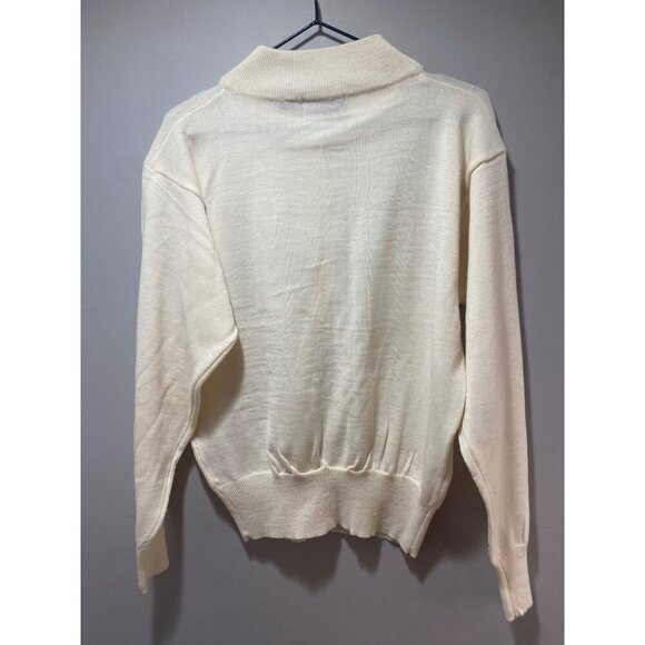 Vintage Yarn Works 90s Bishop Sleeve Button Front Ivory Sweater Women's M - Picture 2 of 5